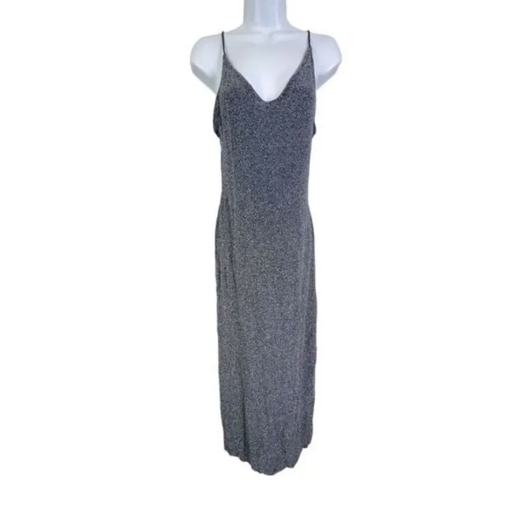 FREE PEOPLE WOMENS DRESS MAXI BLUE WITH SILVER GLITTER SIZE S P